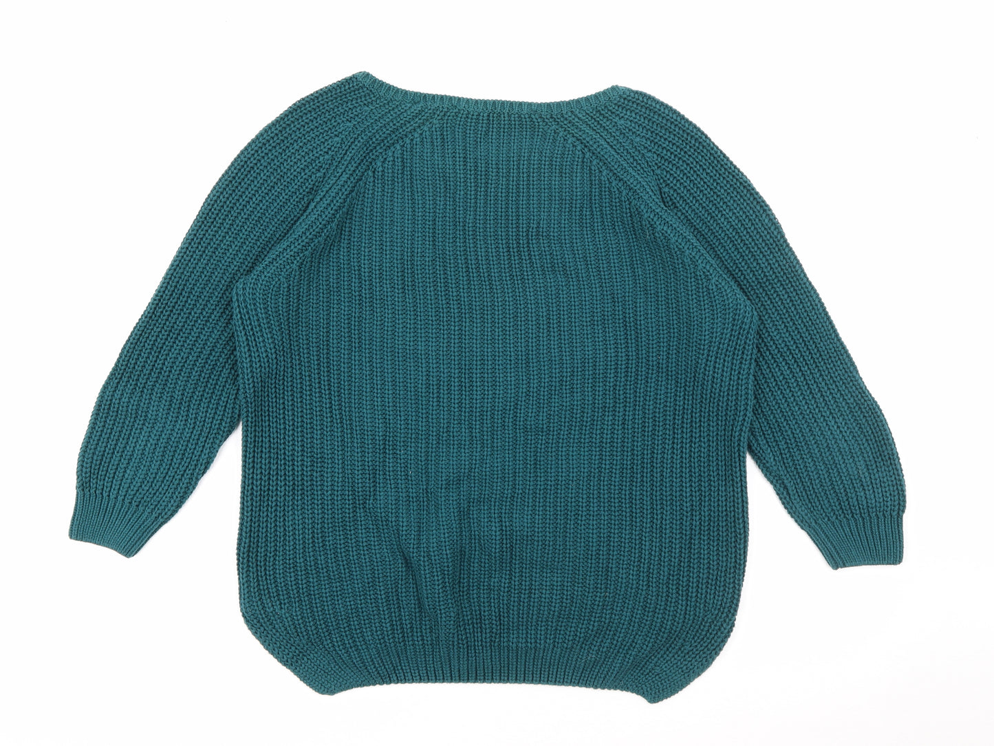 French Connection Womens Blue Square Neck  Cotton Pullover Jumper Size S