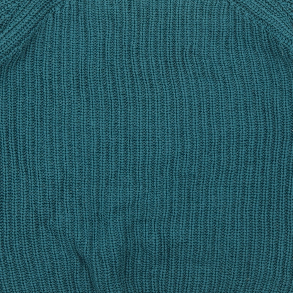 French Connection Womens Blue Square Neck  Cotton Pullover Jumper Size S