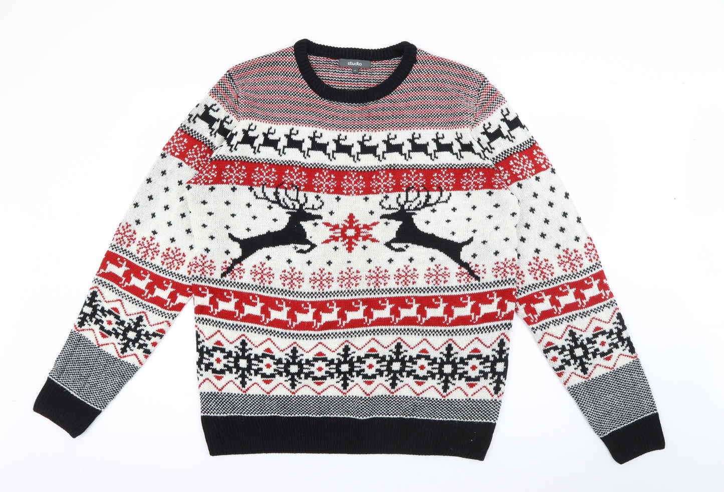 Studio Mens Red Crew Neck  Acrylic Pullover Jumper Size XL   - Christmas Jumper