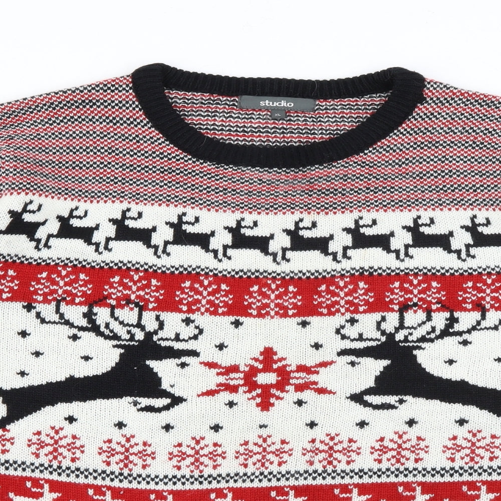 Studio Mens Red Crew Neck  Acrylic Pullover Jumper Size XL   - Christmas Jumper