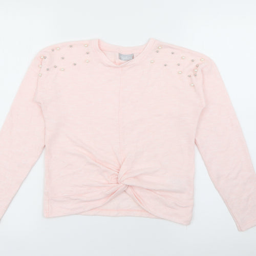 Matalan Girls Pink Crew Neck  Viscose Pullover Jumper Size 10 Years