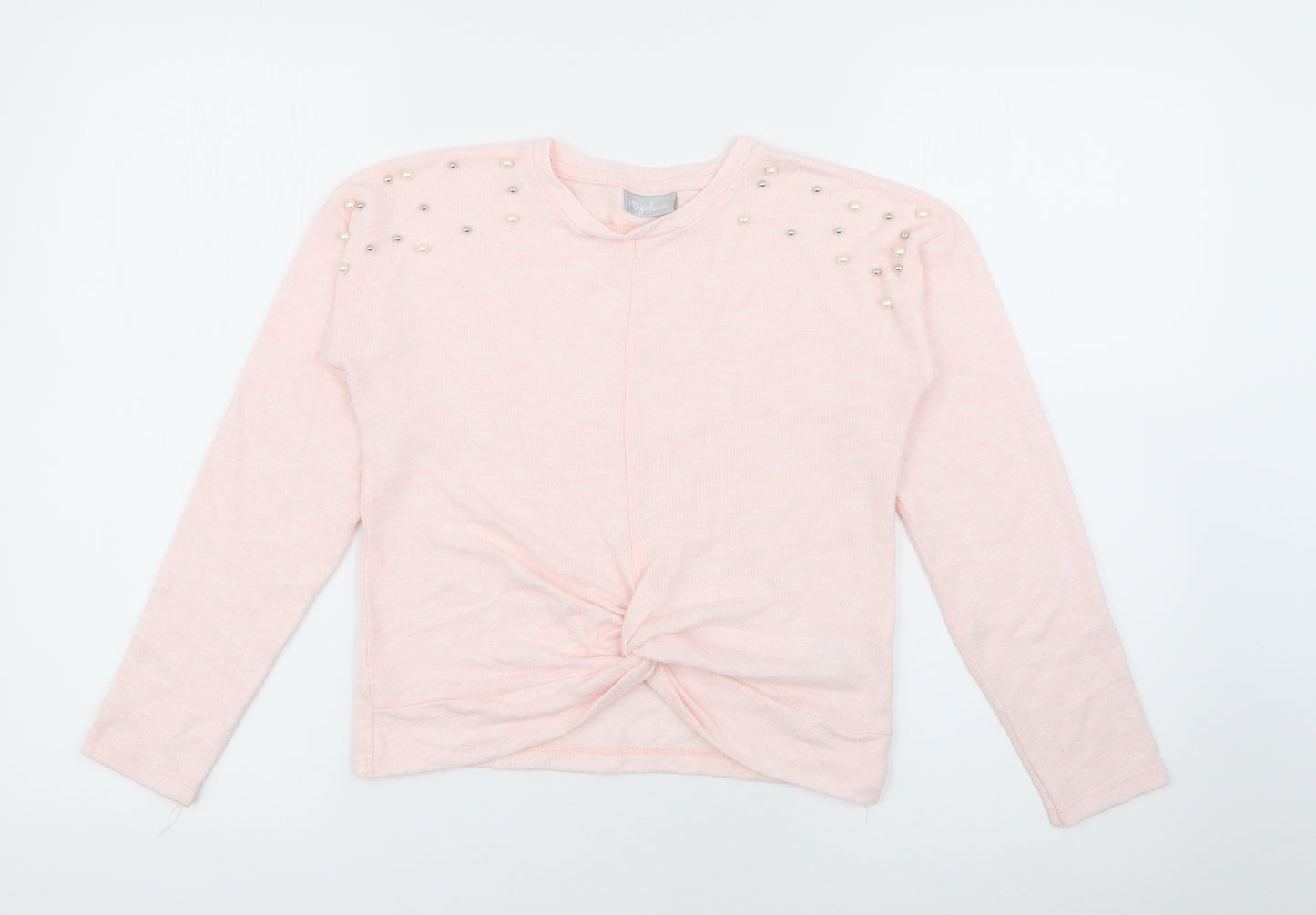 Matalan Girls Pink Crew Neck  Viscose Pullover Jumper Size 10 Years