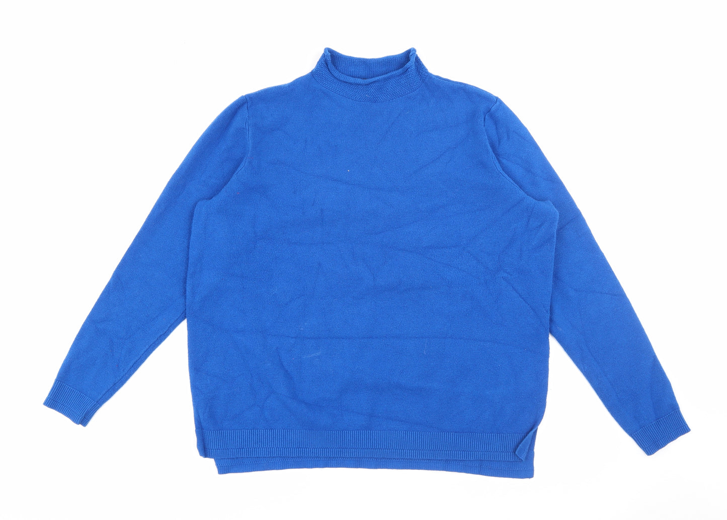 Marks and Spencer Womens Blue High Neck  Viscose Pullover Jumper Size 14
