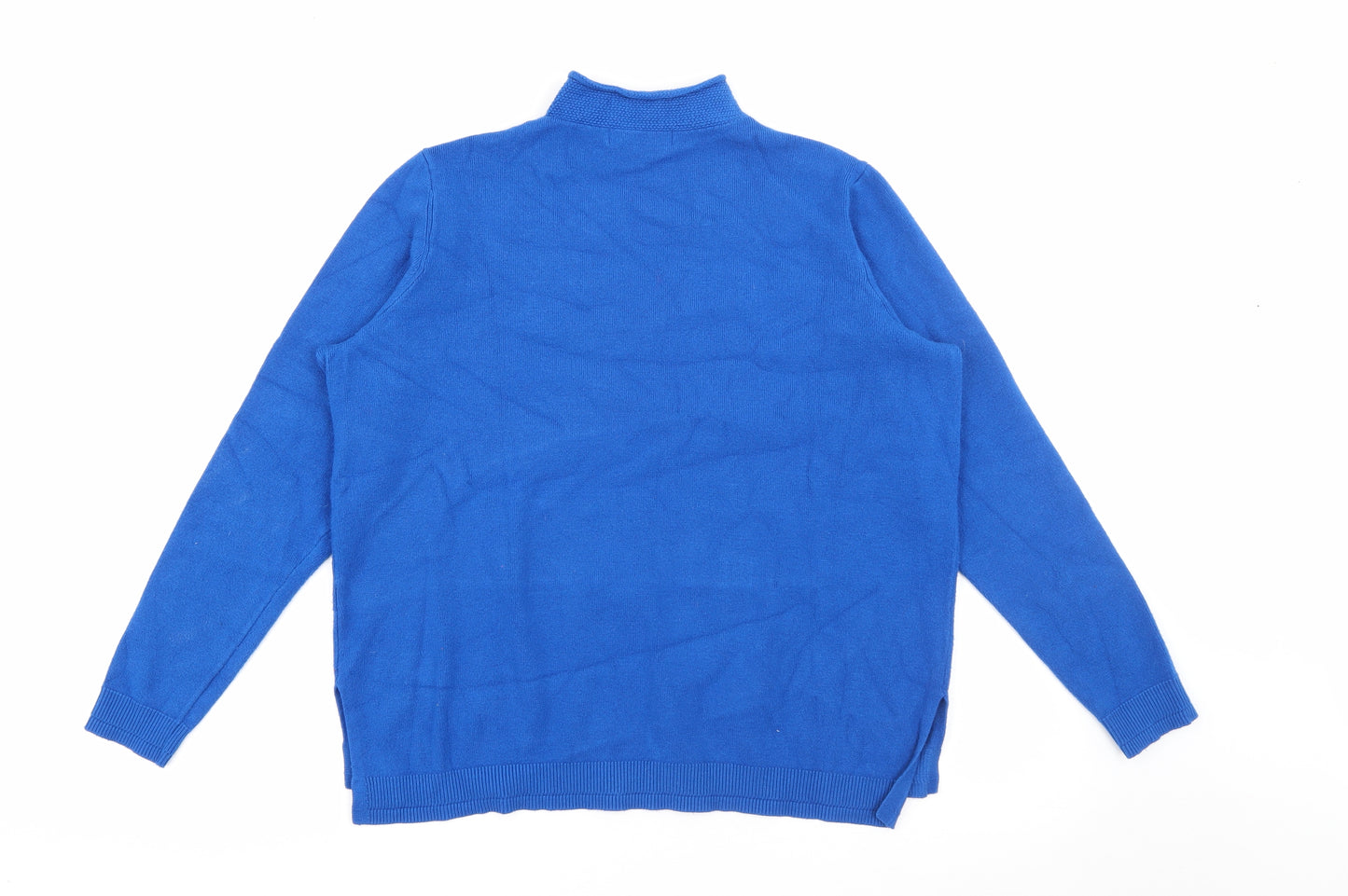 Marks and Spencer Womens Blue High Neck  Viscose Pullover Jumper Size 14