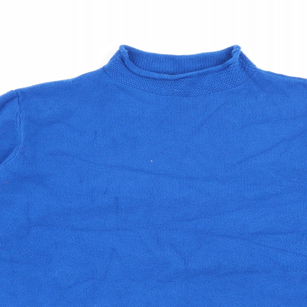 Marks and Spencer Womens Blue High Neck  Viscose Pullover Jumper Size 14