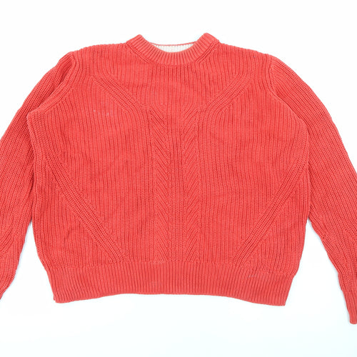 Marks and Spencer Womens Red Crew Neck  Cotton Pullover Jumper Size M