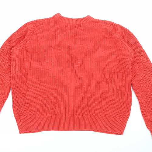 Marks and Spencer Womens Red Crew Neck  Cotton Pullover Jumper Size M
