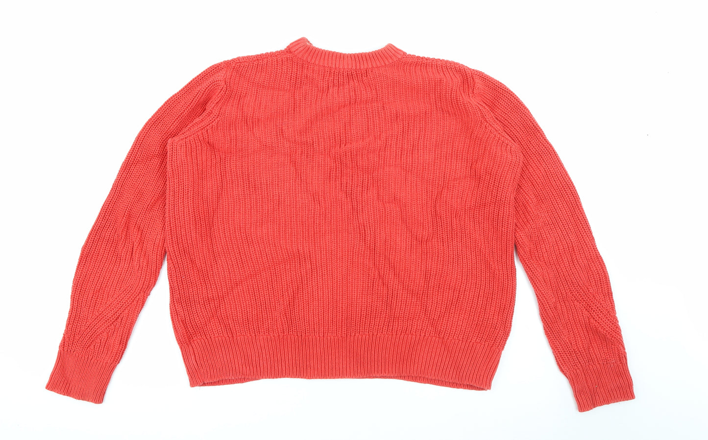 Marks and Spencer Womens Red Crew Neck  Cotton Pullover Jumper Size M