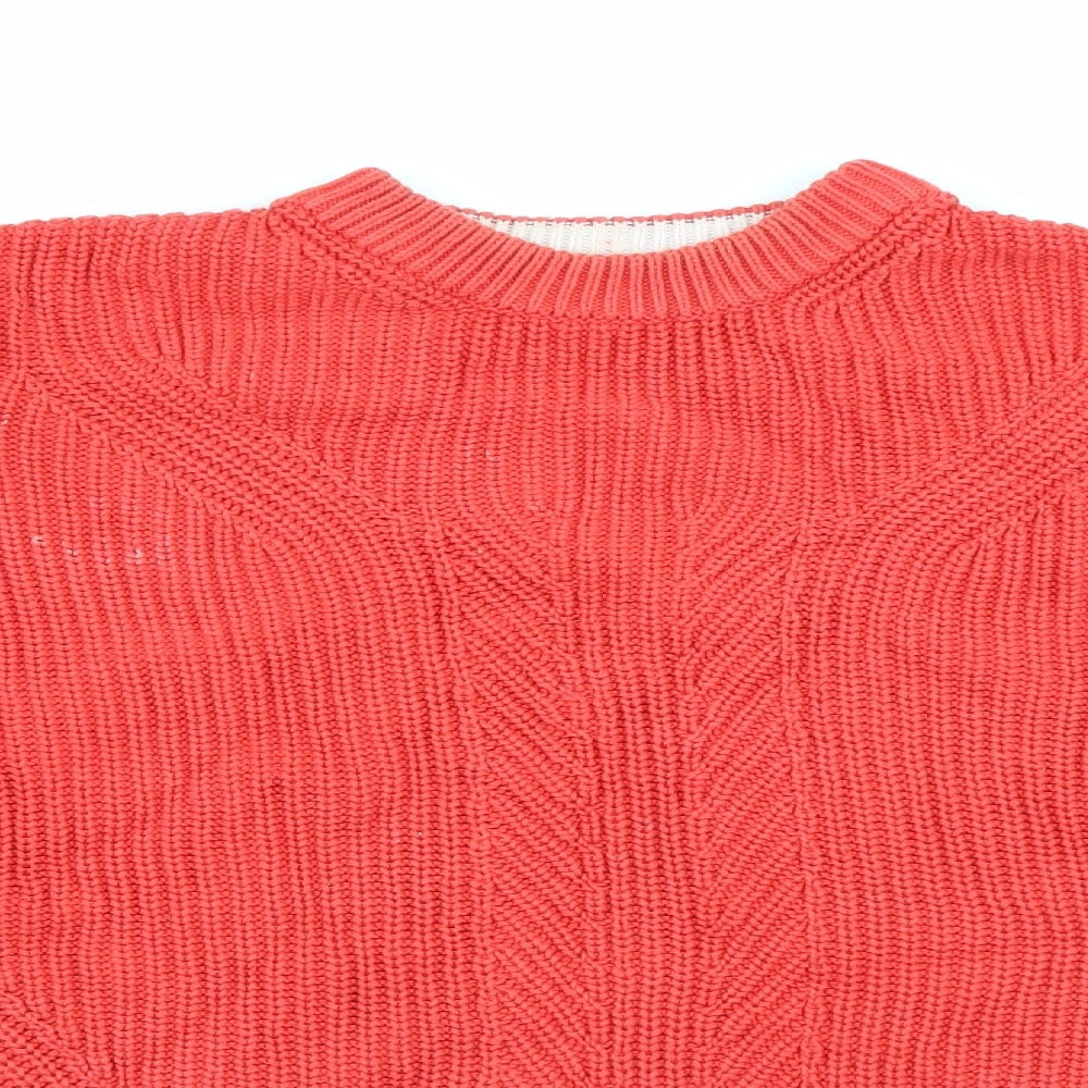 Marks and Spencer Womens Red Crew Neck  Cotton Pullover Jumper Size M