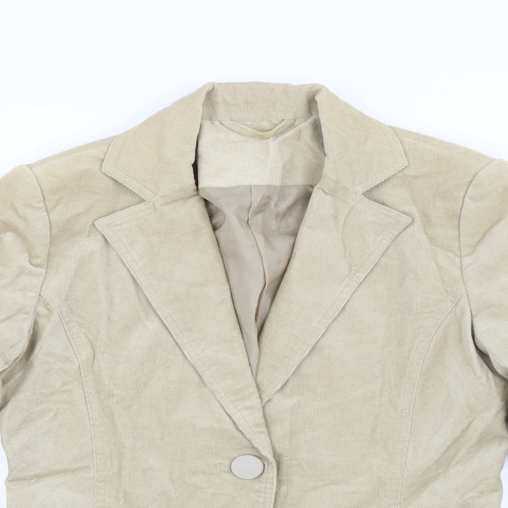 New Look Womens Beige  Cotton Jacket Blazer Size 8