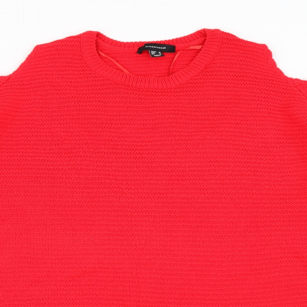 Atmosphere Womens Red Crew Neck  Acrylic Pullover Jumper Size 12