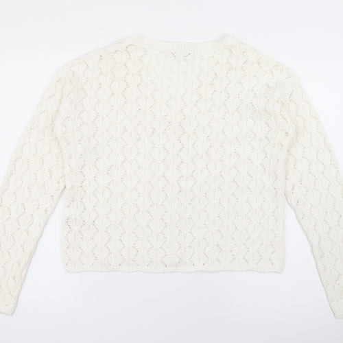 NEXT Womens White V-Neck  Cotton Cardigan Jumper Size S