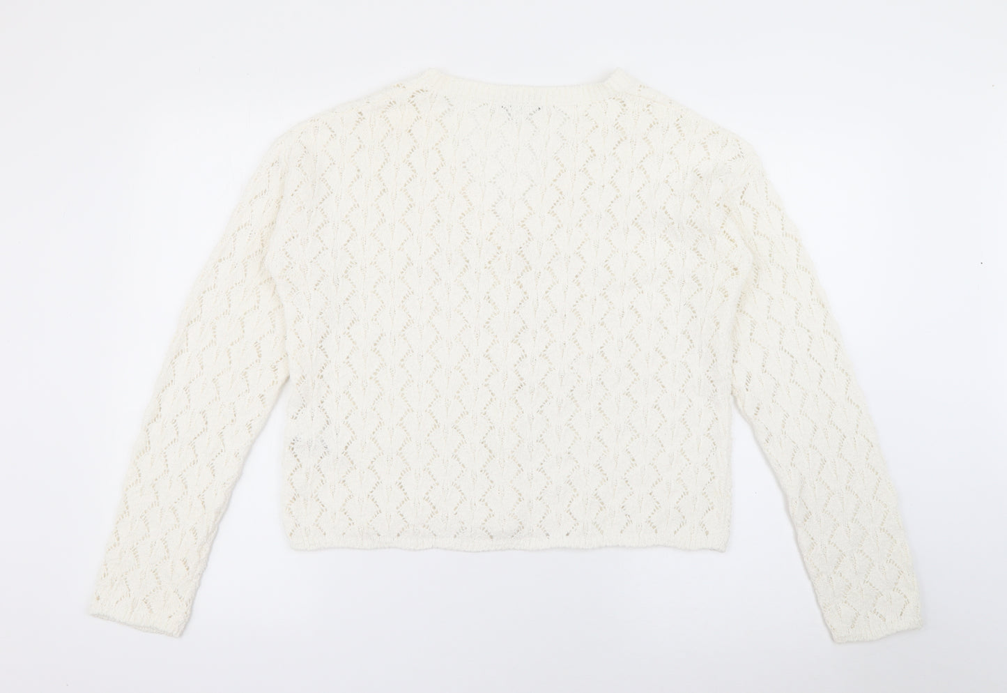 NEXT Womens White V-Neck  Cotton Cardigan Jumper Size S