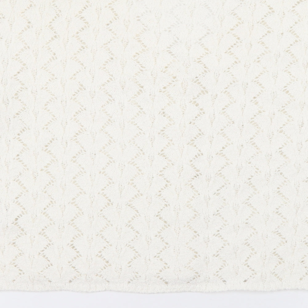 NEXT Womens White V-Neck  Cotton Cardigan Jumper Size S