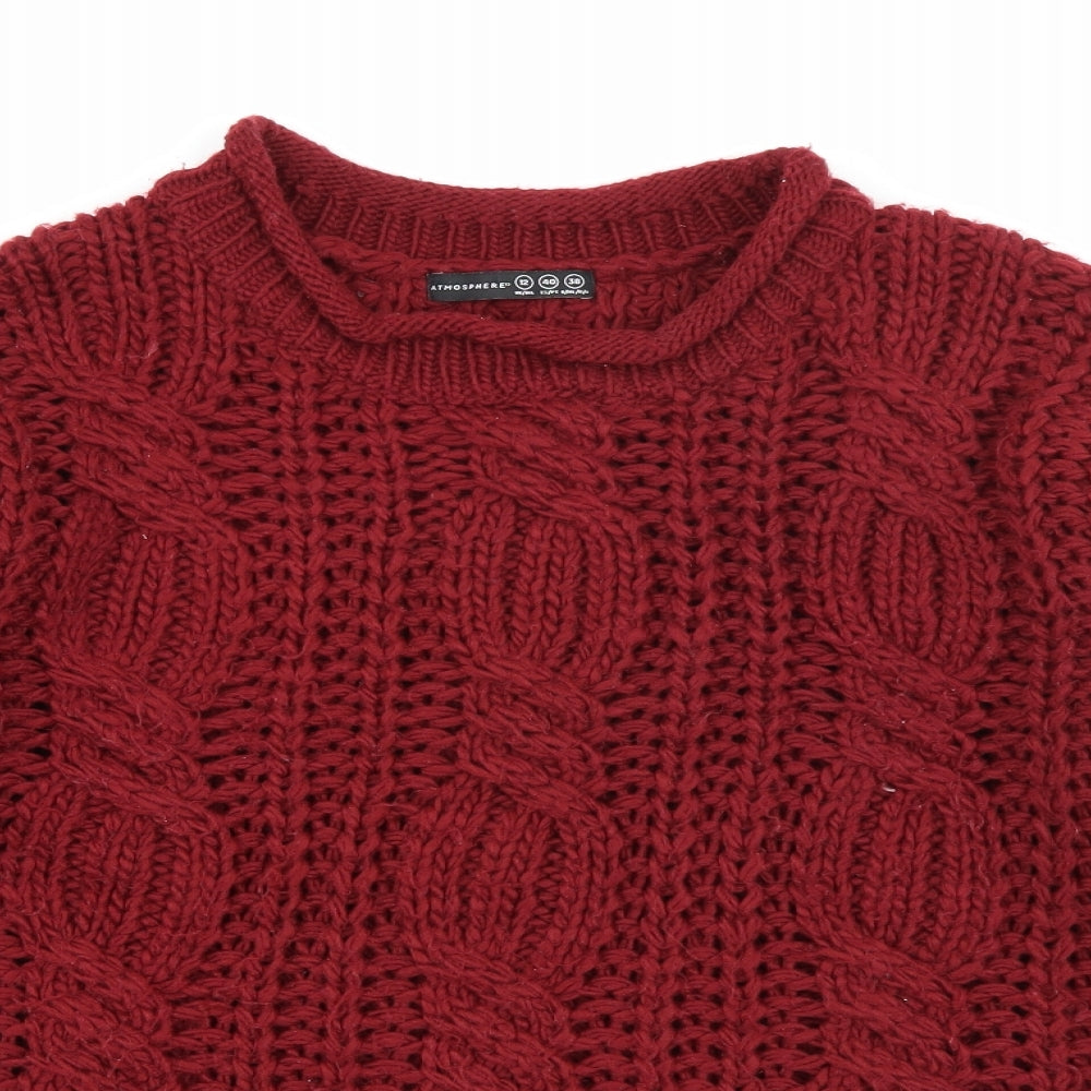 Atmosphere Womens Red Roll Neck  Acrylic Pullover Jumper Size 12