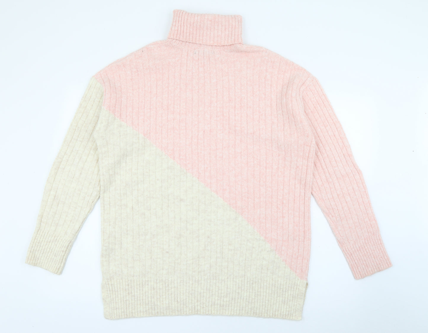 F&F Womens Pink Roll Neck  Polyester Pullover Jumper Size 14