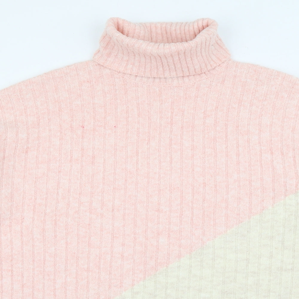 F&F Womens Pink Roll Neck  Polyester Pullover Jumper Size 14
