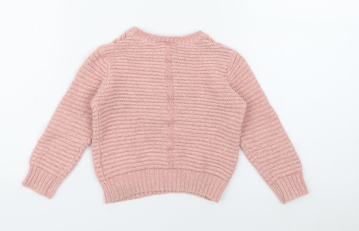 NEXT Girls Pink  Cotton Pullover Jumper Size 18-24 Months   - Sparkle