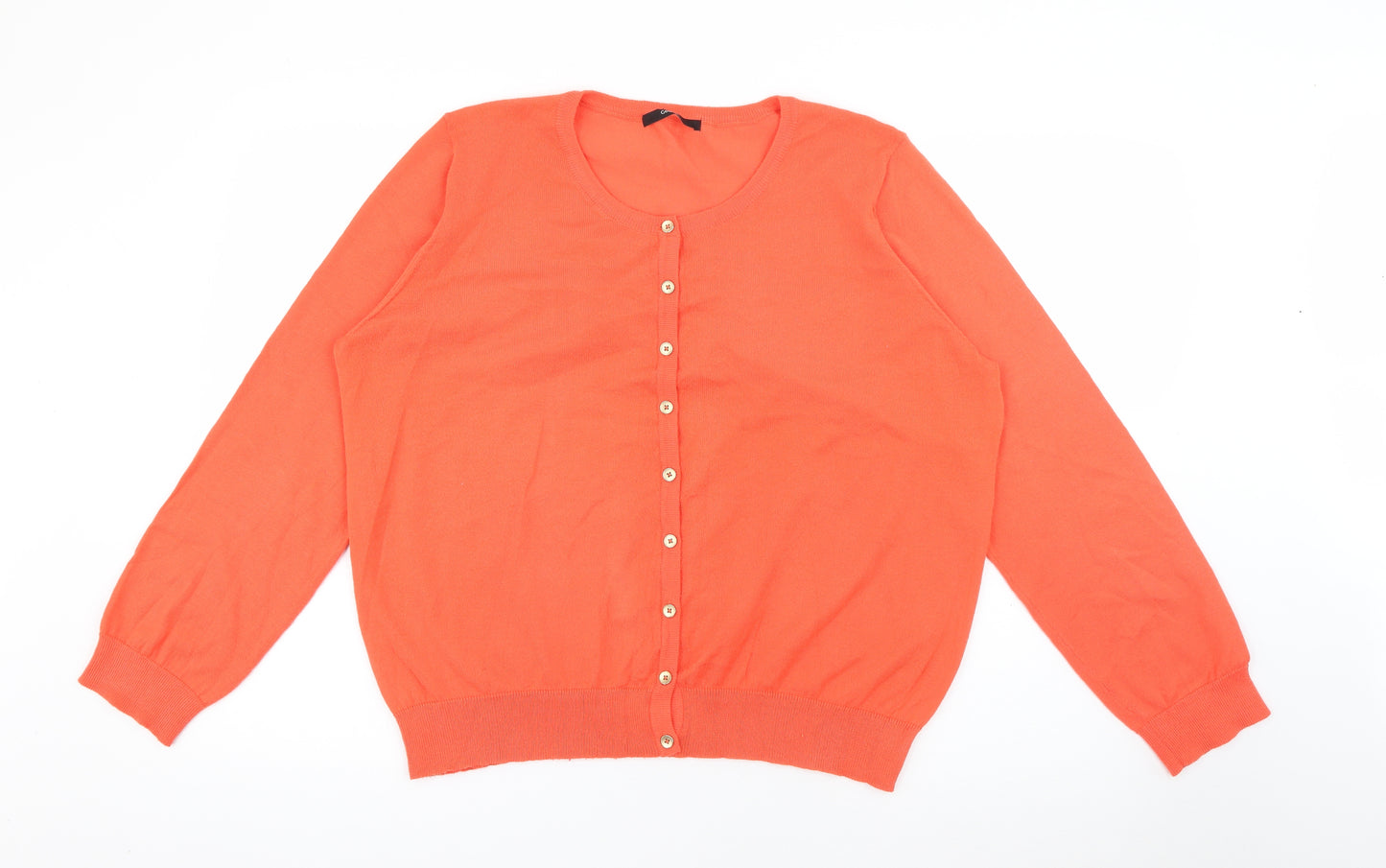 George Womens Orange Scoop Neck  Polyester Cardigan Jumper Size 20