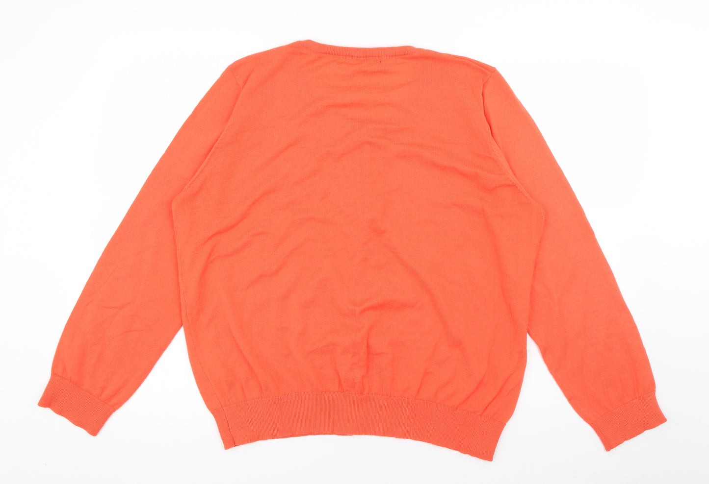 George Womens Orange Scoop Neck  Polyester Cardigan Jumper Size 20