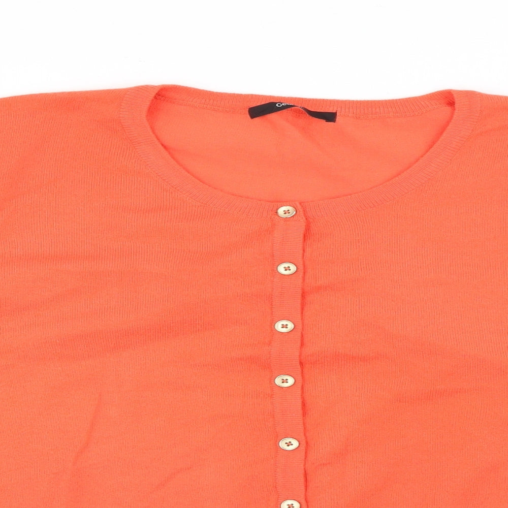 George Womens Orange Scoop Neck  Polyester Cardigan Jumper Size 20