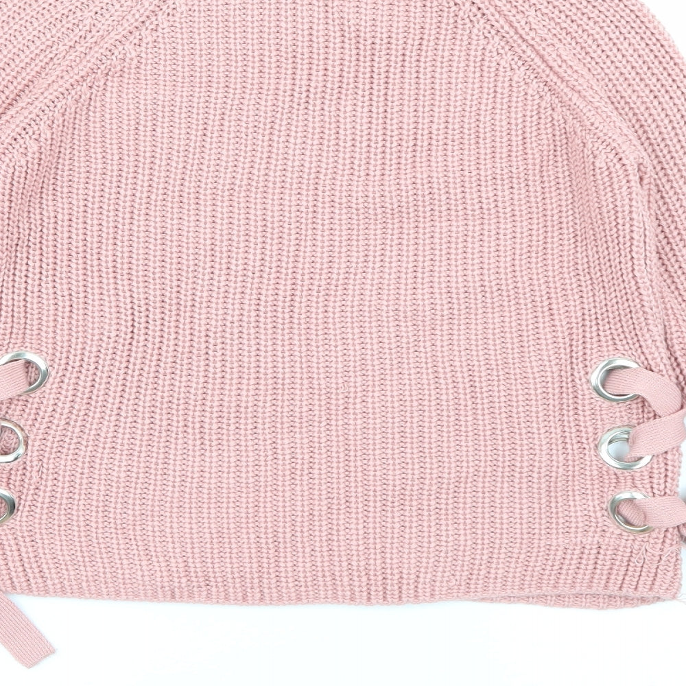Primark Girls Pink Crew Neck  Acrylic Pullover Jumper Size 10-11 Years