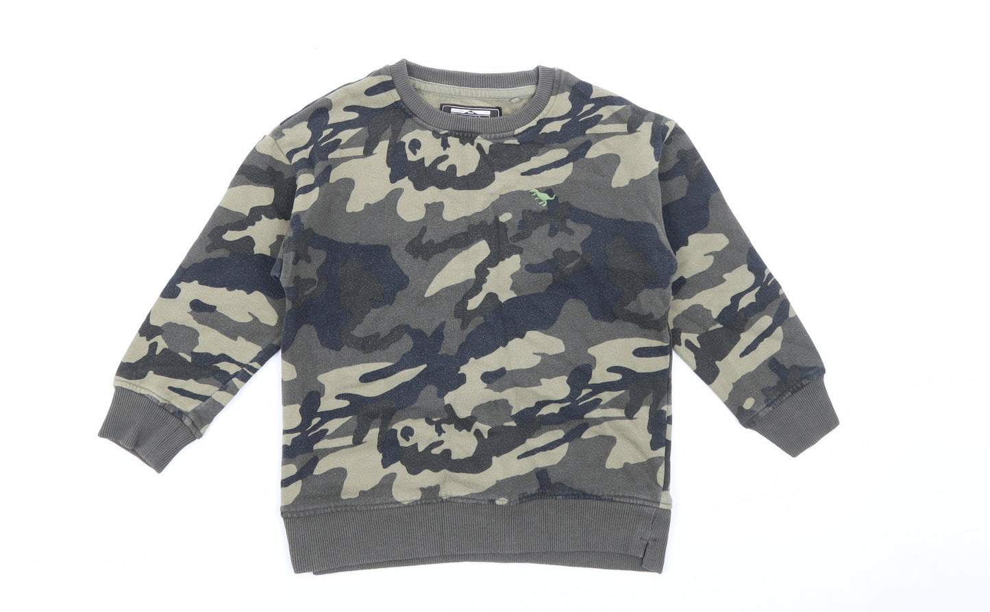 NEXT Boys Green Camouflage Cotton Pullover Sweatshirt Size 4-5 Years   - Dinosaur