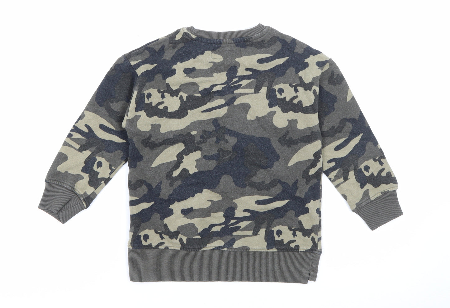 NEXT Boys Green Camouflage Cotton Pullover Sweatshirt Size 4-5 Years   - Dinosaur