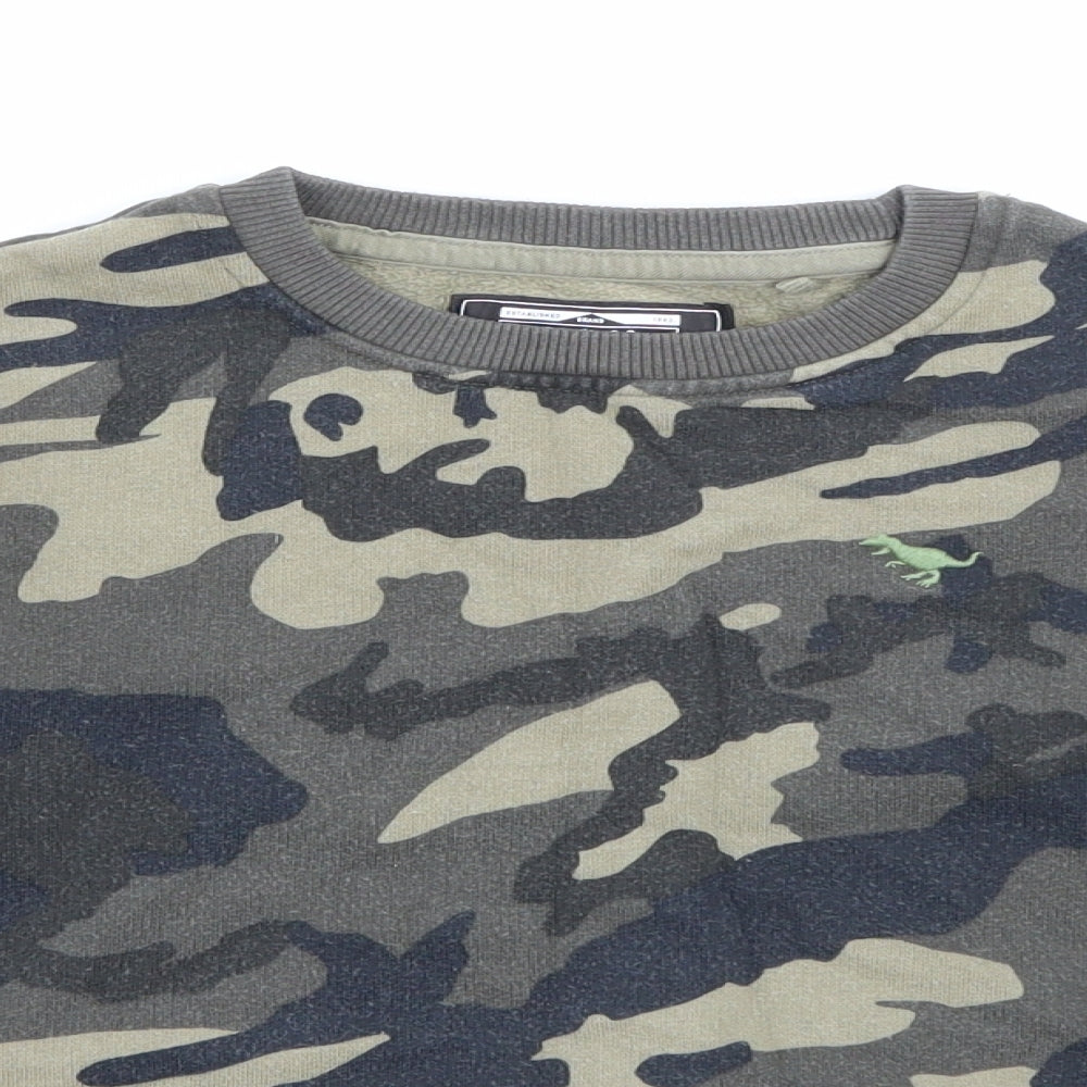 NEXT Boys Green Camouflage Cotton Pullover Sweatshirt Size 4-5 Years   - Dinosaur