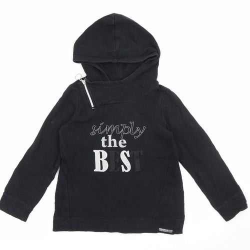 Coccodrillo Girls Black  Cotton Pullover Hoodie Size 11 Years  Zip