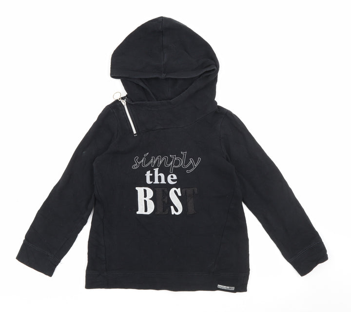 Coccodrillo Girls Black Cotton Pullover Hoodie Size 11 Years Zip