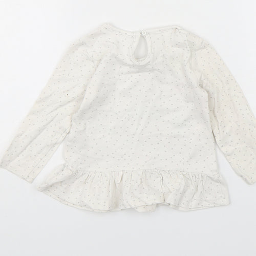 So Cute Girls White Polka Dot Cotton Basic T-Shirt Size 12-18 Months Round Neck Pullover - Christmas