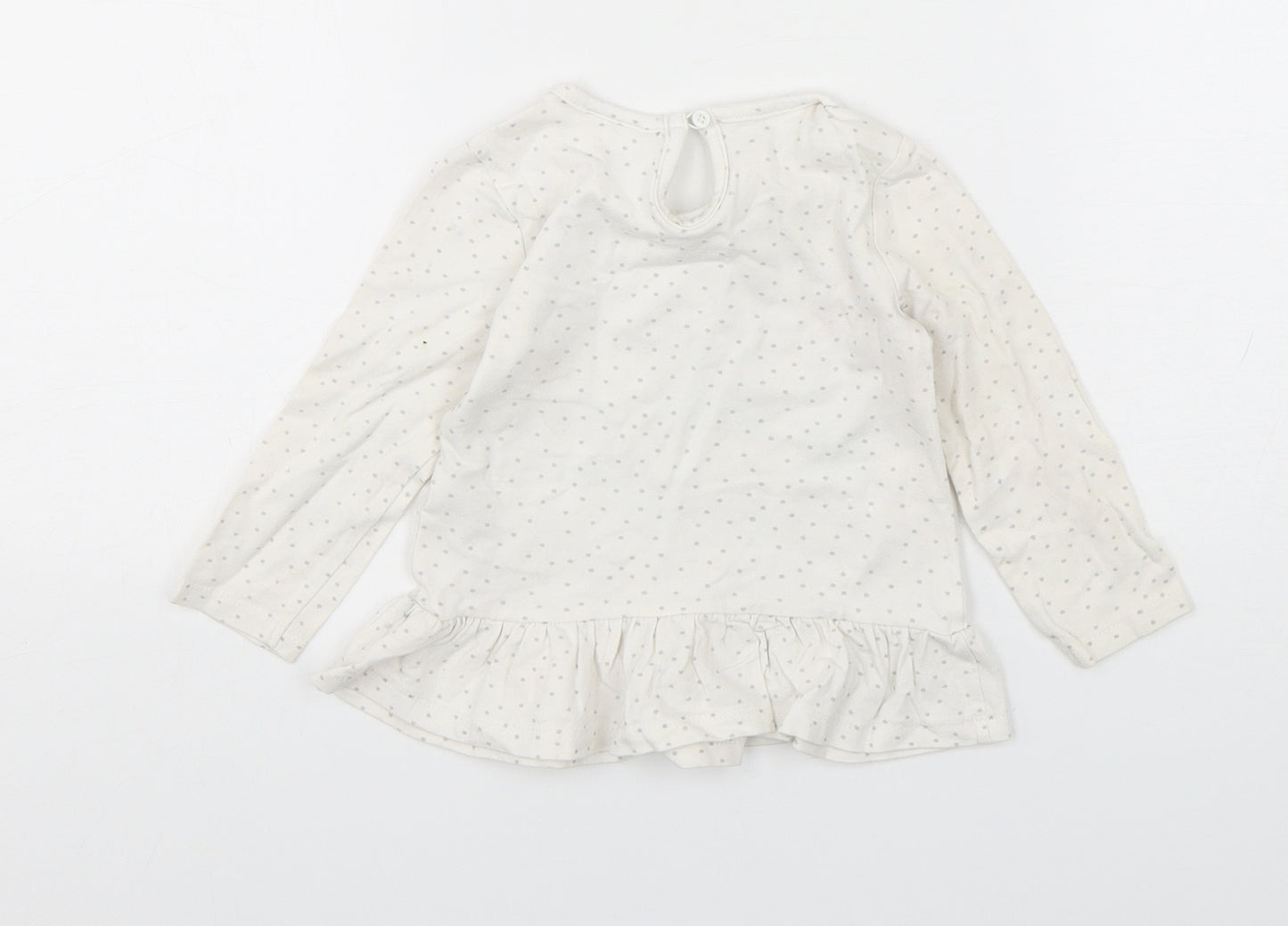 So Cute Girls White Polka Dot Cotton Basic T-Shirt Size 12-18 Months Round Neck Pullover - Christmas