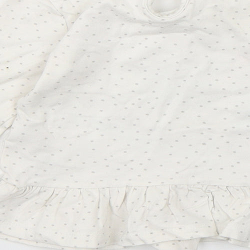 So Cute Girls White Polka Dot Cotton Basic T-Shirt Size 12-18 Months Round Neck Pullover - Christmas