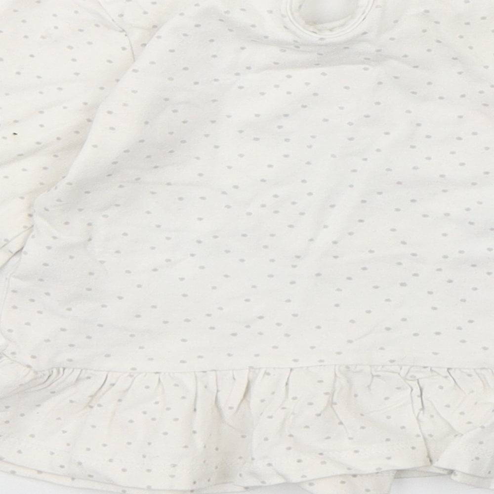 So Cute Girls White Polka Dot Cotton Basic T-Shirt Size 12-18 Months Round Neck Pullover - Christmas