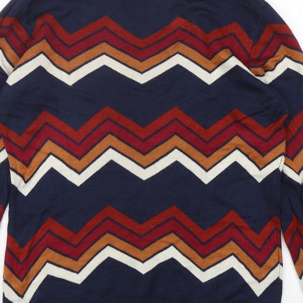 Papaya Womens Multicoloured Mock Neck Striped Viscose Pullover Jumper Size 10