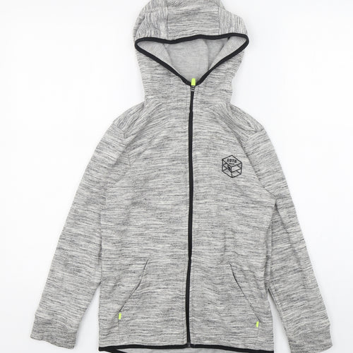 f7f Boys Grey  Cotton Full Zip Hoodie Size 9-10 Years  Zip