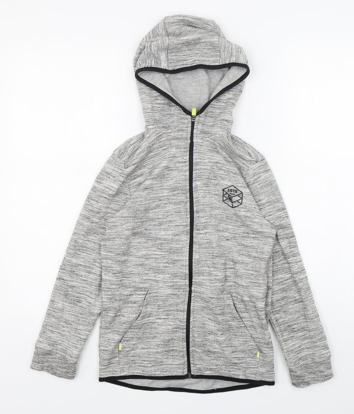 f7f Boys Grey  Cotton Full Zip Hoodie Size 9-10 Years  Zip