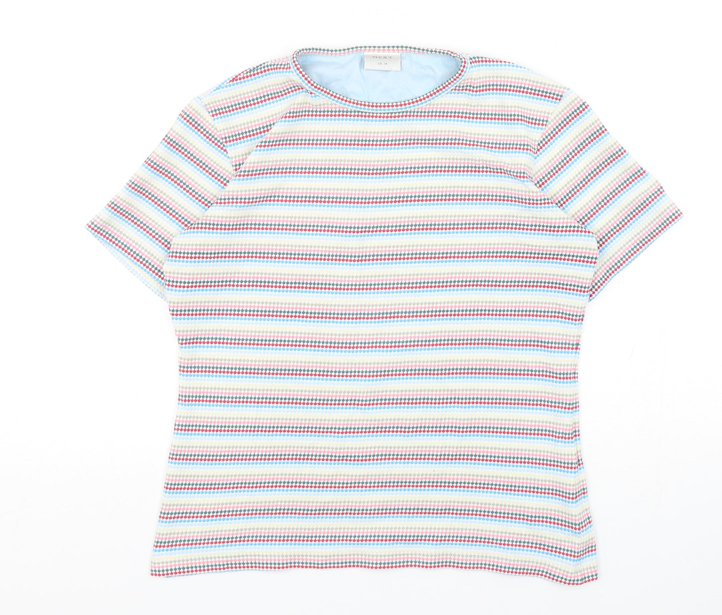 NEXT Womens Multicoloured Striped Cotton Basic T-Shirt Size 14 Round Neck