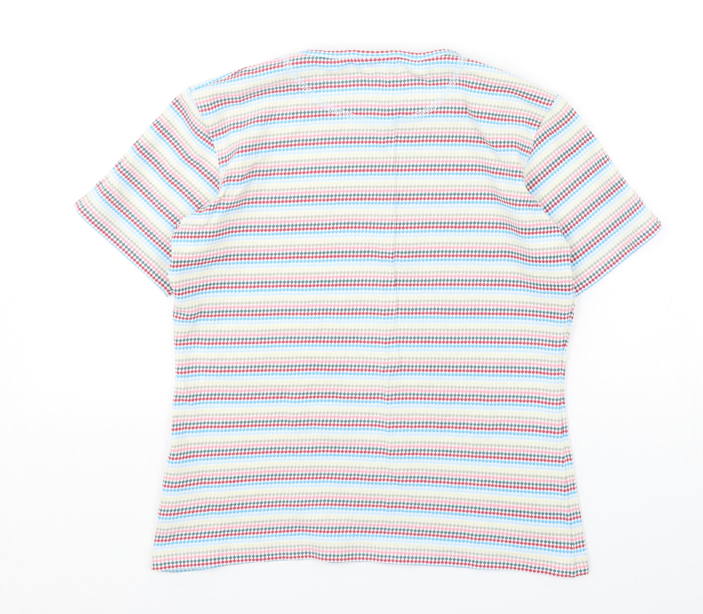 NEXT Womens Multicoloured Striped Cotton Basic T-Shirt Size 14 Round Neck