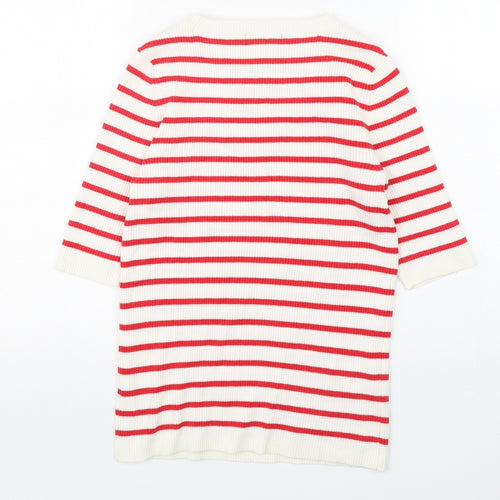 F&F Womens Multicoloured Round Neck Striped Viscose Pullover Jumper Size 10
