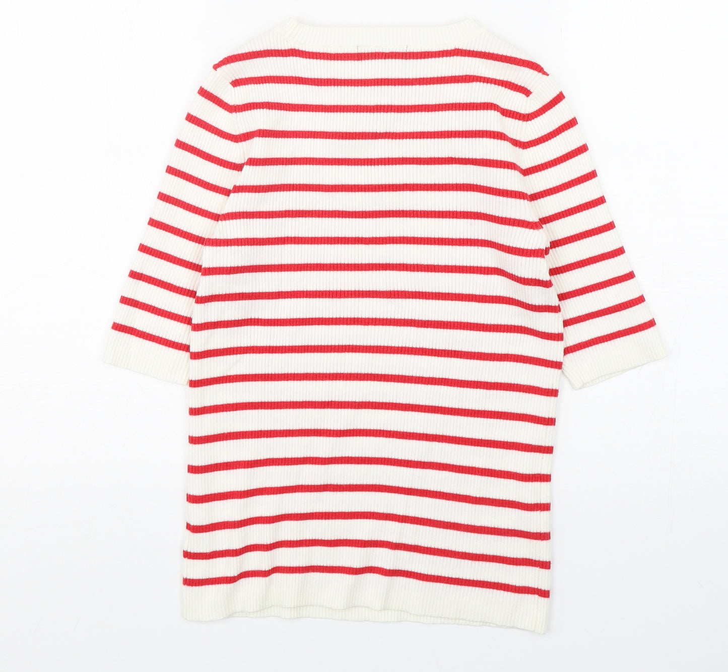 F&F Womens Multicoloured Round Neck Striped Viscose Pullover Jumper Size 10