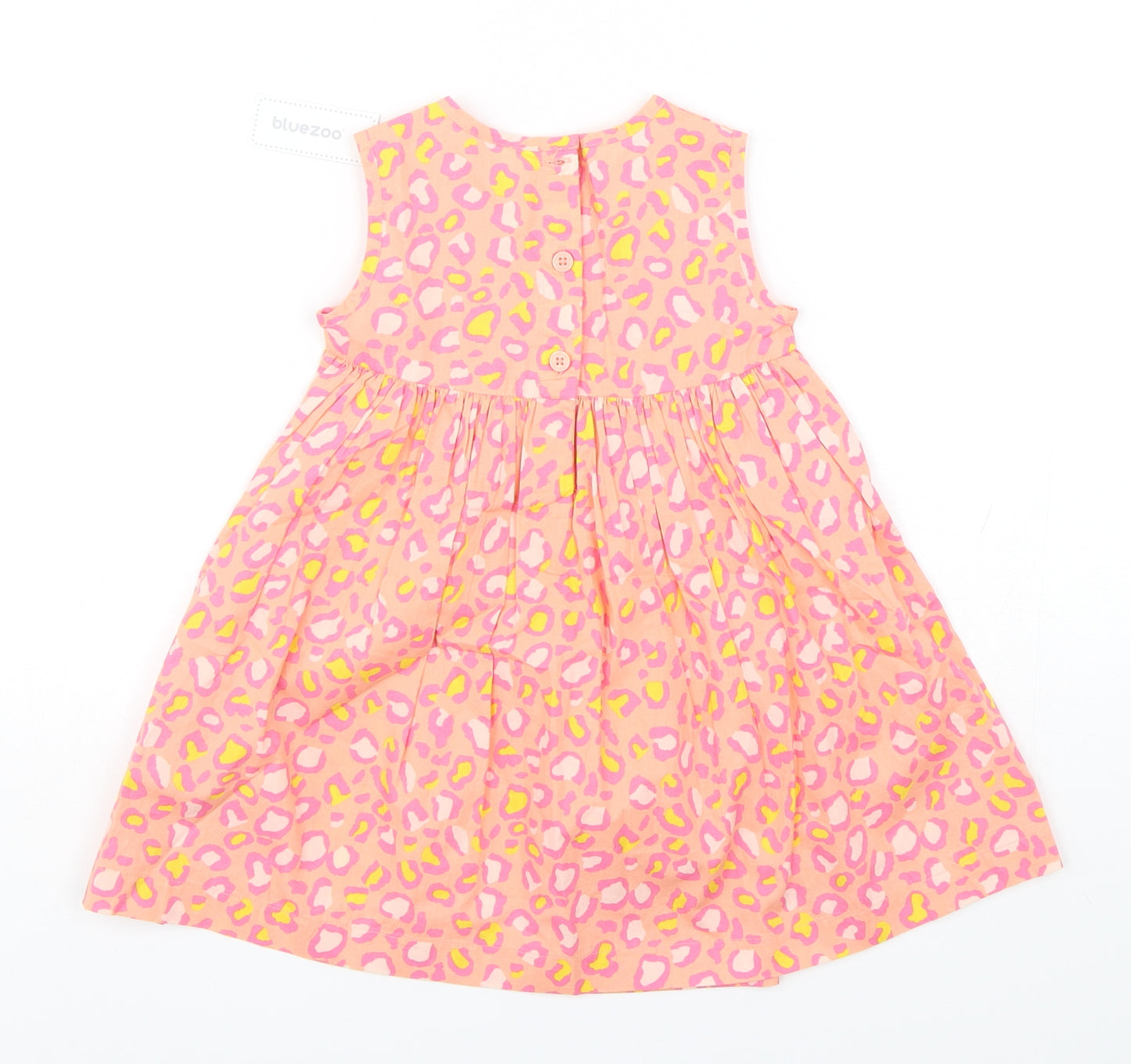 Bluezoo Girls Pink Animal Print Cotton A-Line  Size 18-24 Months  Round Neck