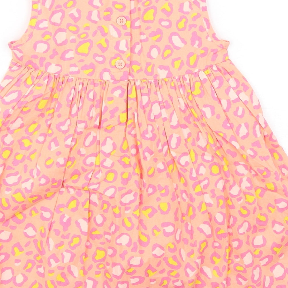 Bluezoo Girls Pink Animal Print Cotton A-Line  Size 18-24 Months  Round Neck