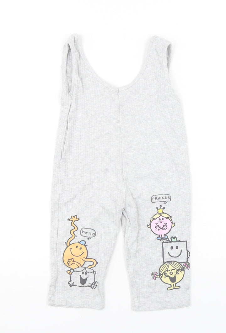 Primark Girls Grey Cotton Dungaree One-Piece Size 9-12 Months Pullover - Little Miss