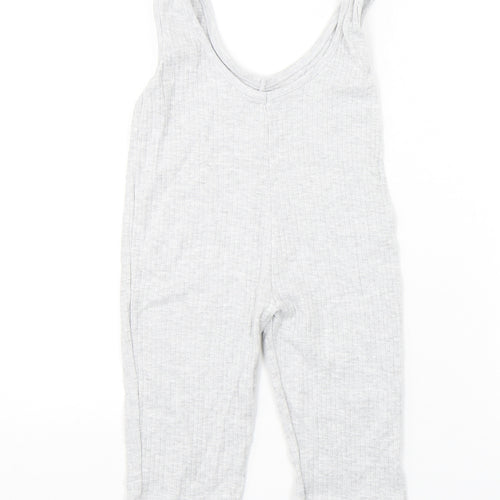 Primark Girls Grey  Cotton Dungaree One-Piece Size 9-12 Months  Pullover - Little Miss