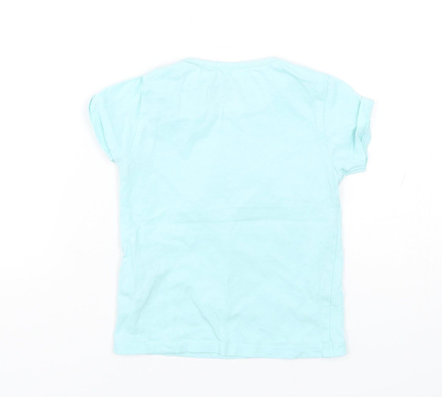 Lemonberet Girls Blue  Cotton Basic T-Shirt Size 2-3 Years Round Neck Pullover
