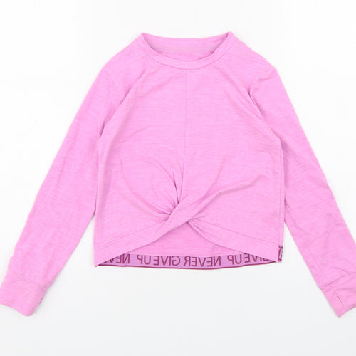 Dunnes Stores Girls Purple  Polyester Basic T-Shirt Size 6-7 Years Round Neck Pullover