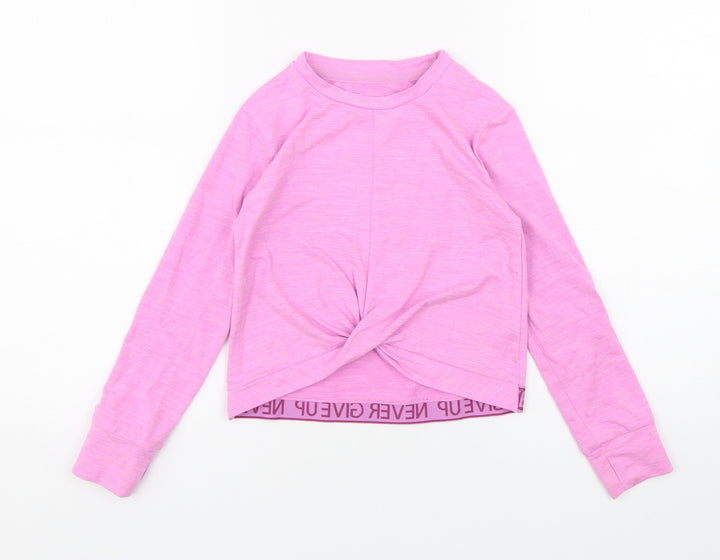 Dunnes Stores Girls Purple Polyester Basic T-Shirt Size 6-7 Years Round Neck Pullover