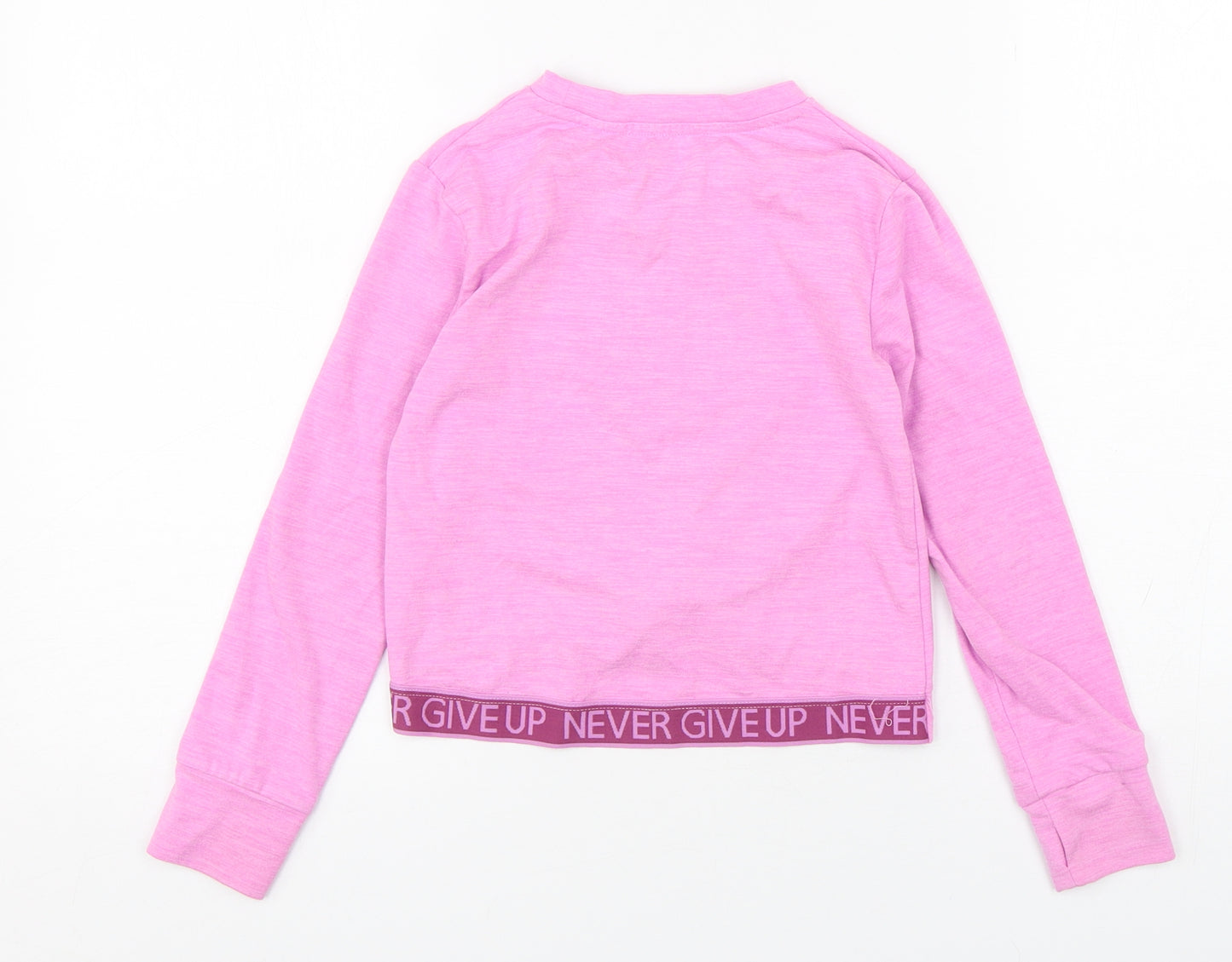 Dunnes Stores Girls Purple  Polyester Basic T-Shirt Size 6-7 Years Round Neck Pullover